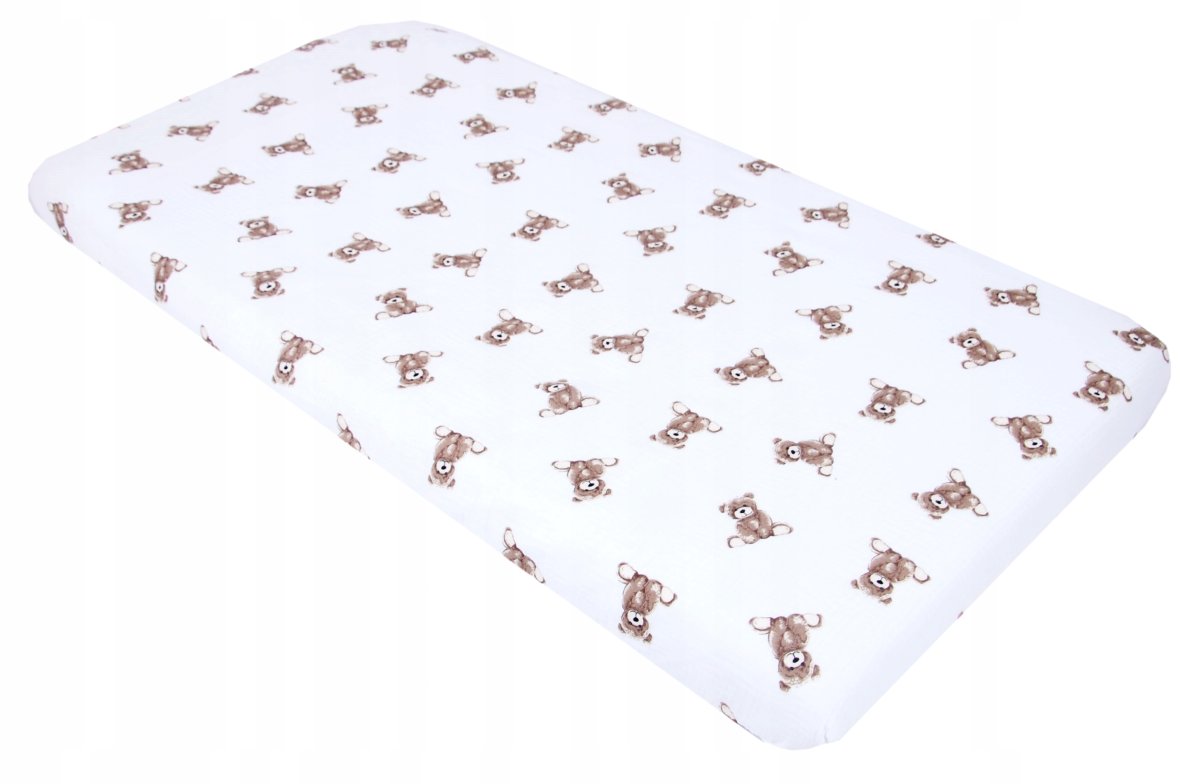 Mušelínové prostěradlo s gumkou 120/60 cm - medvídci