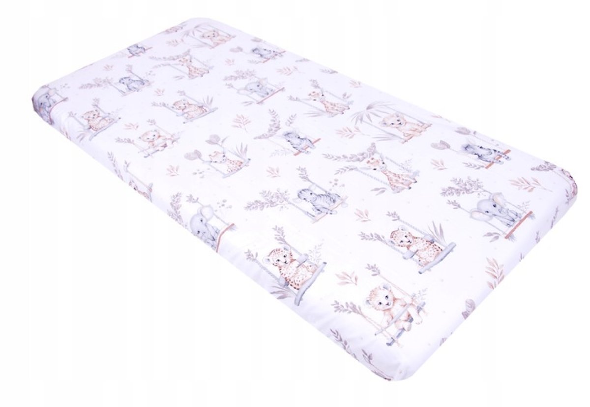 Prostěradlo bavlněné s gumkou 120/60 cm - safari na houpačce