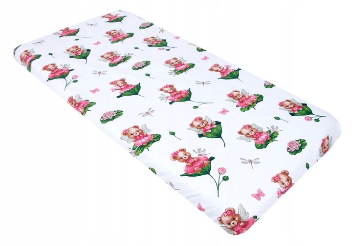 Prostěradlo bavlněné s gumkou 120/60 cm - medvědí víla