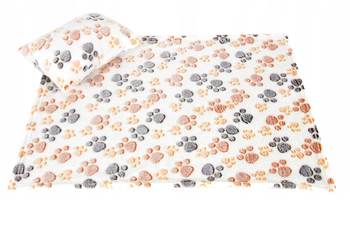 Deka + polštář M  - béžová / packy