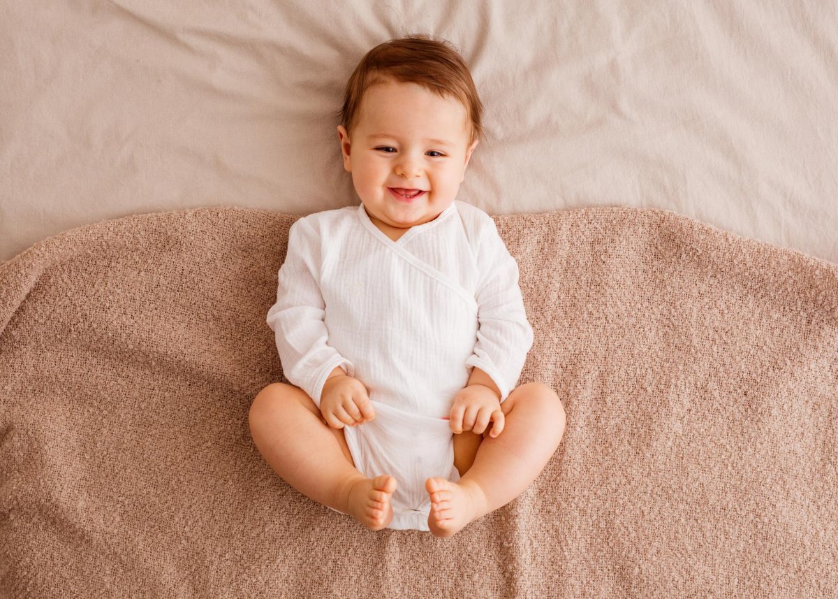 Kojenecké mušelínové bavlněné body - tmavě béžové