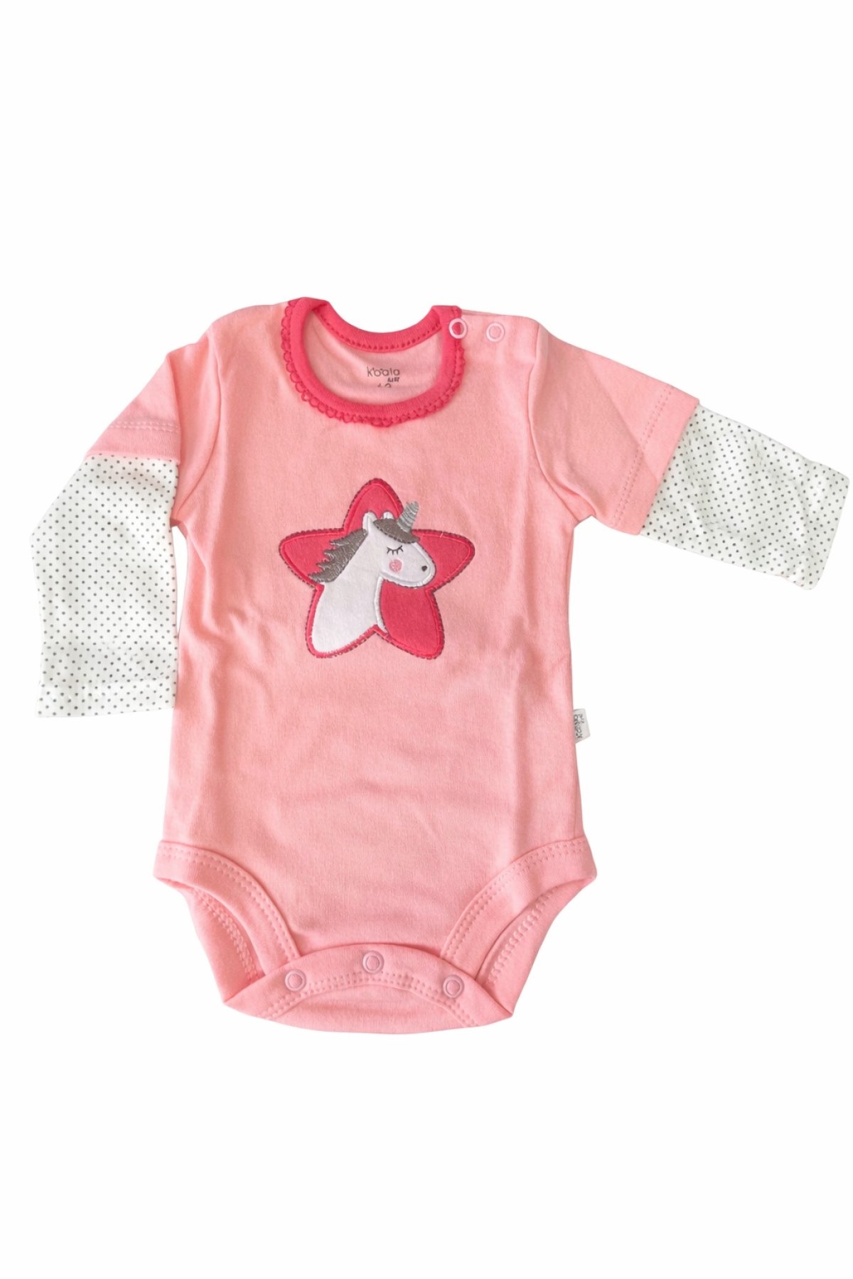 Kojenecké bavlněné body -růžové s jednorožcem