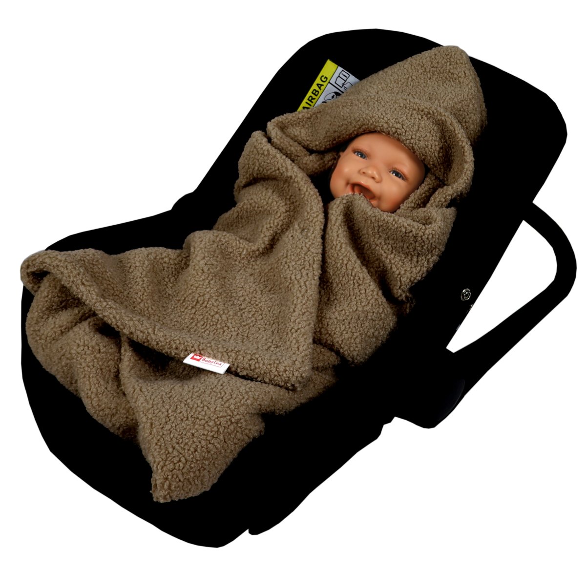 Zavinovací deka do autosedačky - hnědá