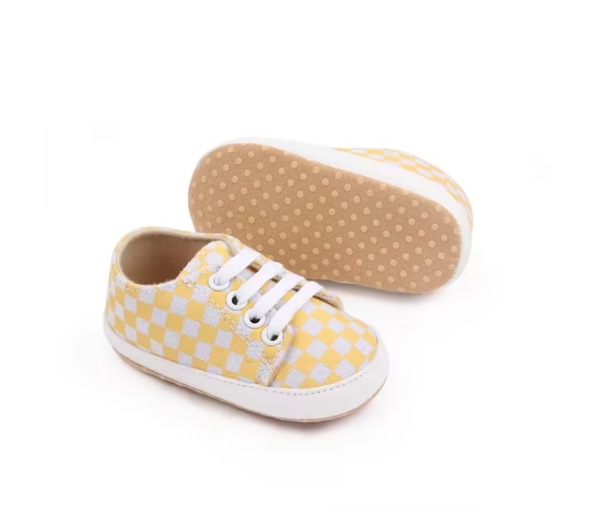 Capáčky 0-6 měsíců / D2803-1 / žlutobílé čtverečky