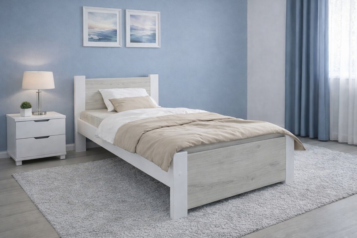 Postel Irma 80x200 cm Dub Craft/ bílá + rošt ZDARMA 