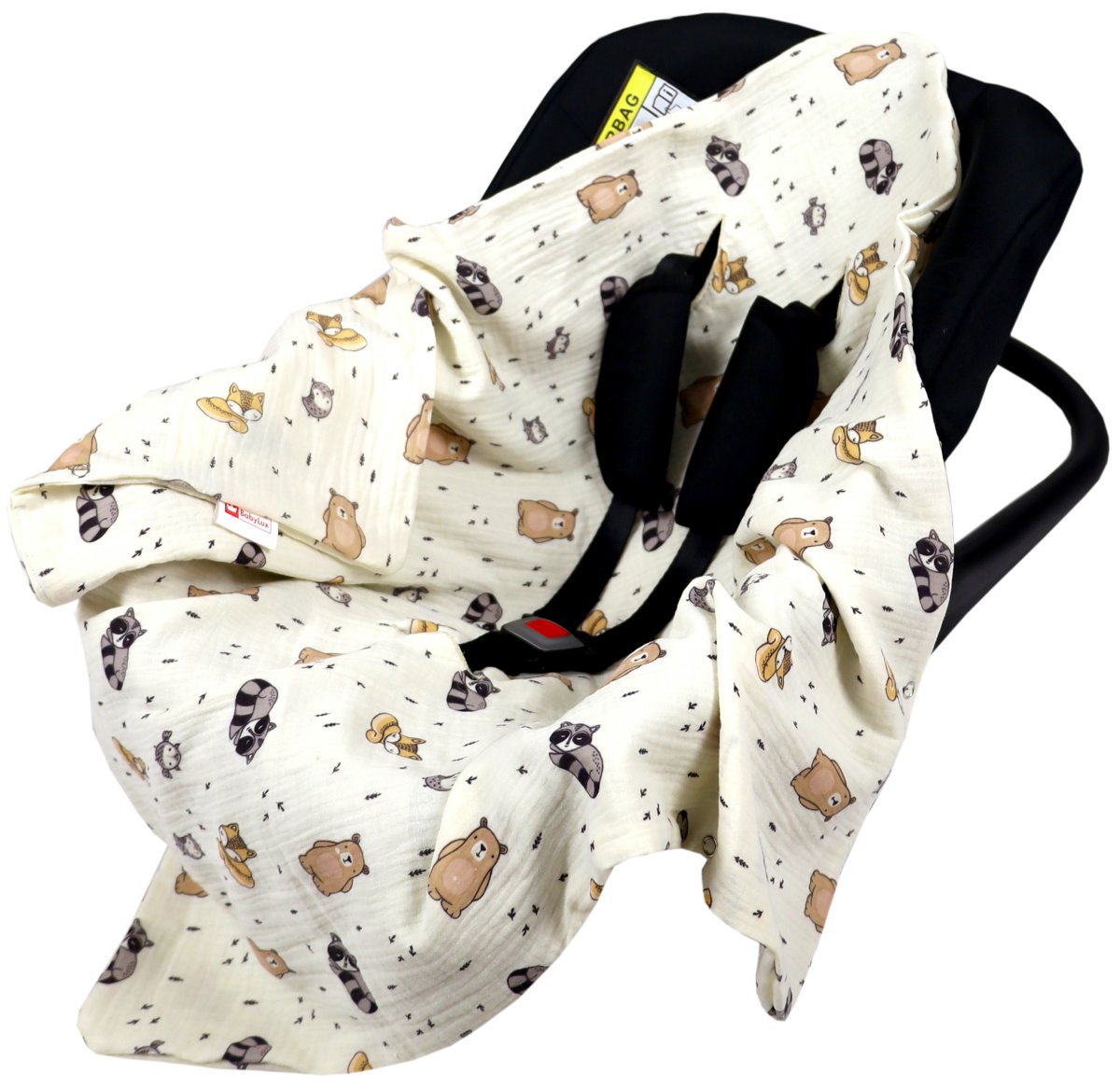 Mušelínová deka do autosedačky 80x80 cm - zvířátka