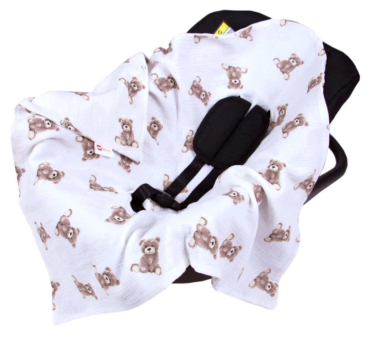Mušelínová deka do autosedačky 80x80 cm - medvídci