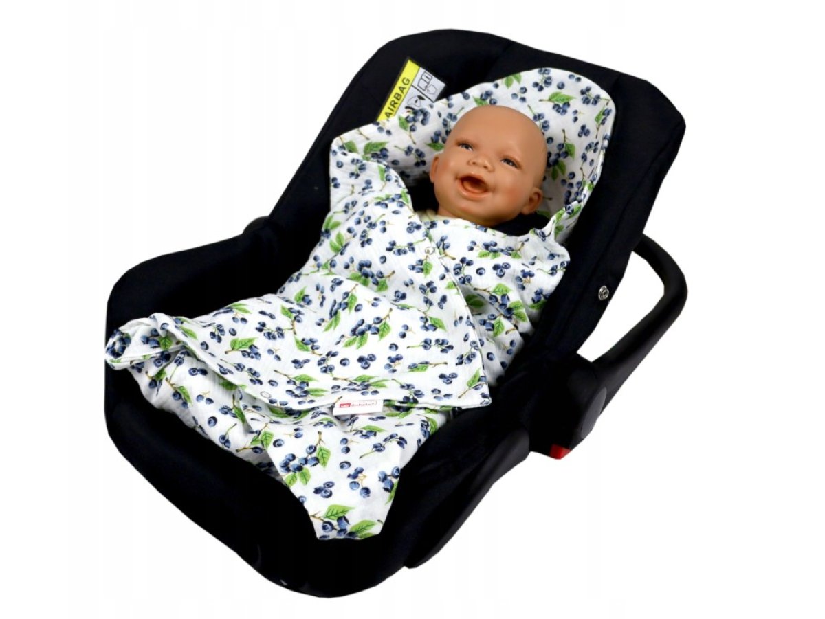 Mušelínová deka do autosedačky 80x80 cm - borůvky