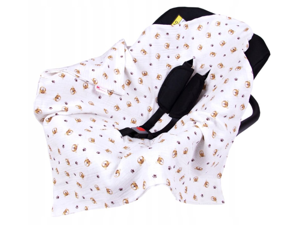 Mušelínová deka do autosedačky 80x80 cm - tygříci