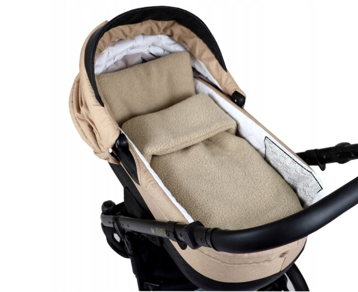 Set polštář a deka do kočárku z bouclé - béžová