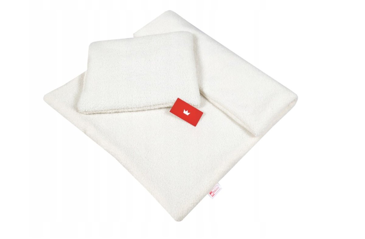 Set polštář a deka do kočárku z bouclé - ecru