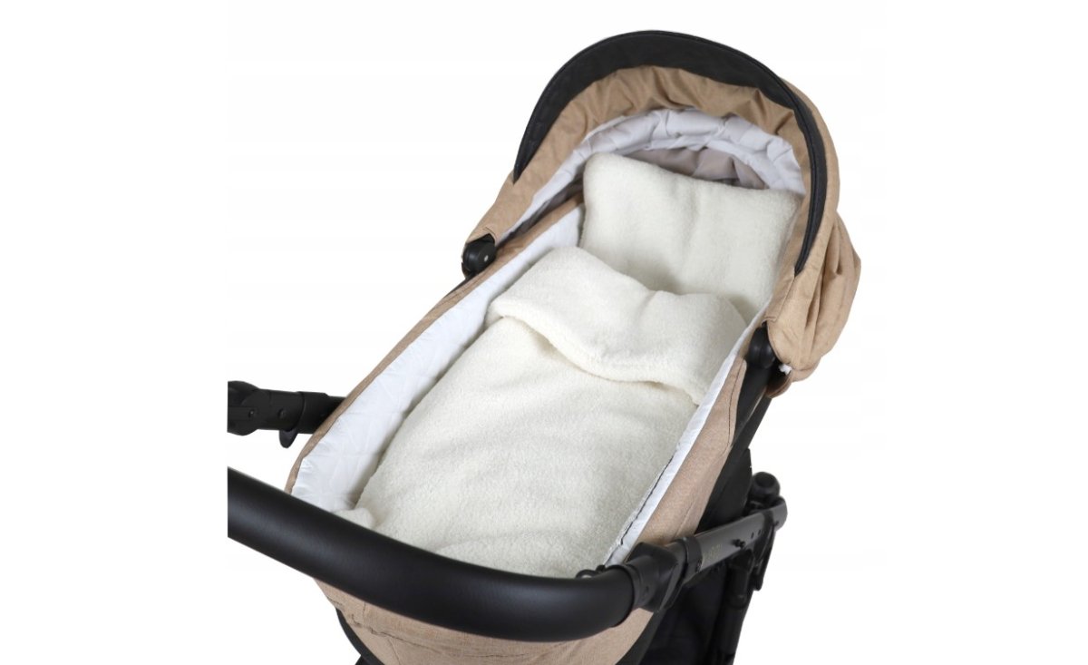 Set polštář a deka do kočárku z bouclé - ecru