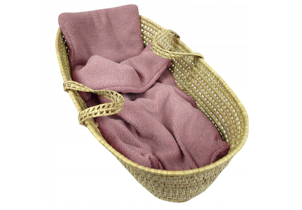 Set polštář a deka do kočárku z bouclé - růžová