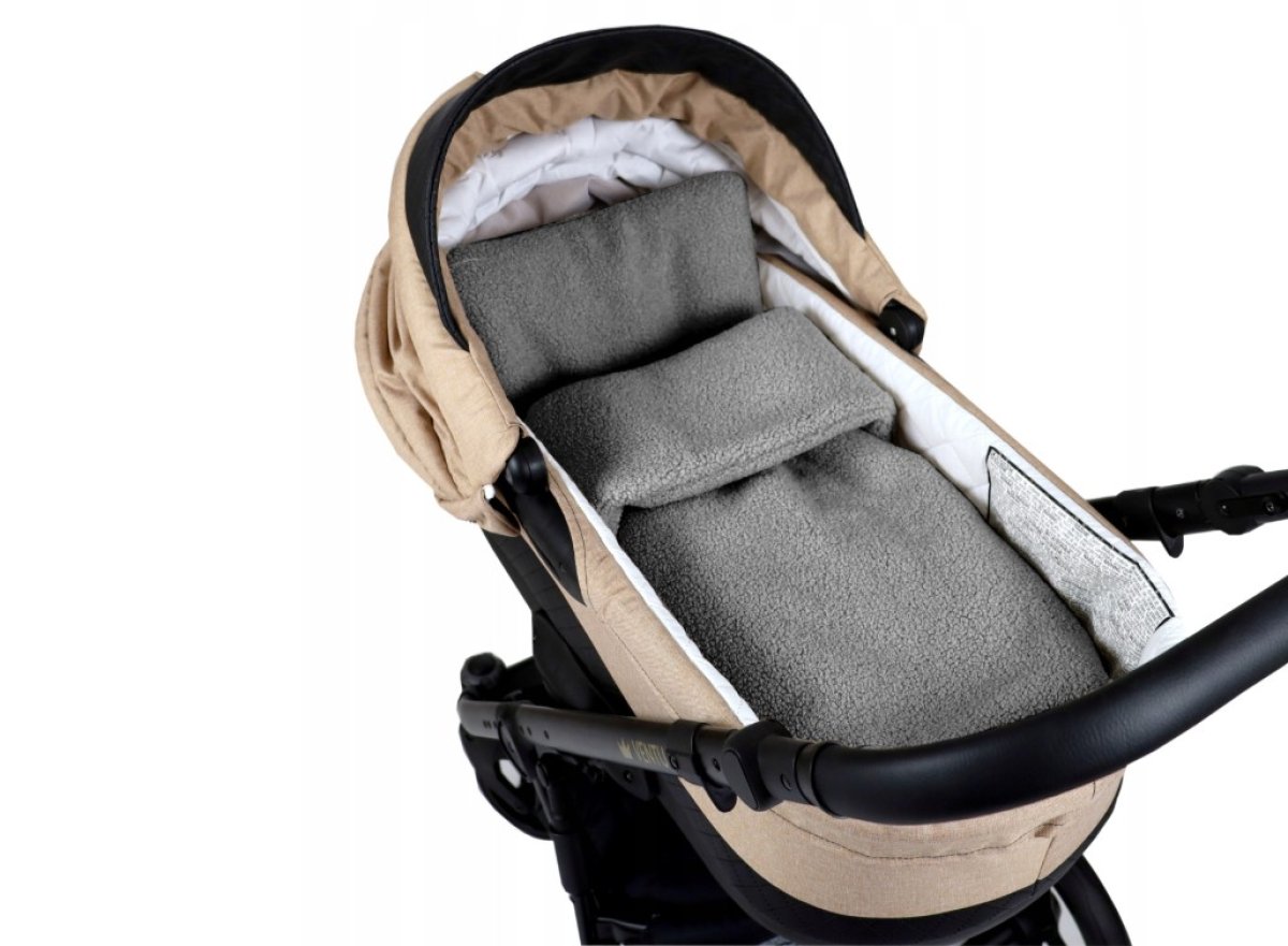 Set polštář a deka do kočárku z bouclé - šedá
