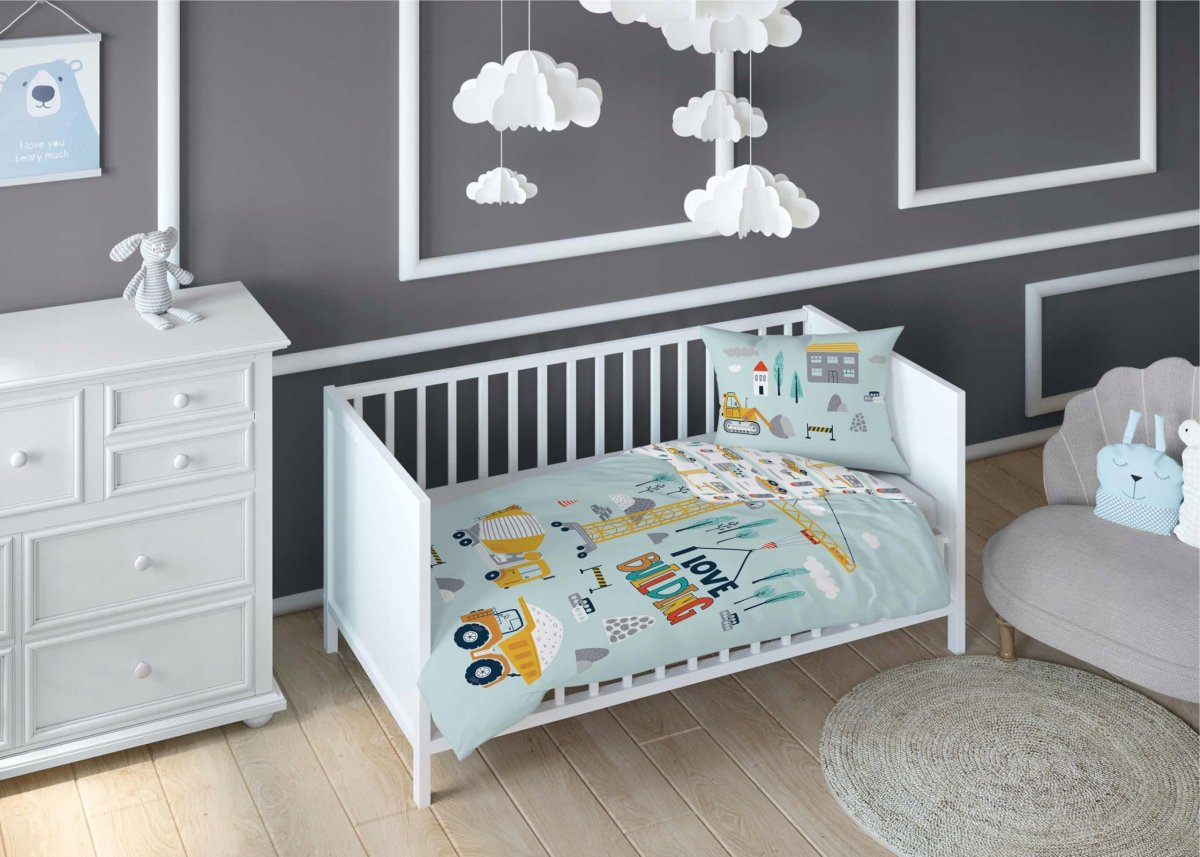 Povlečení do postýlky bavlněné 100x135 cm - Na stavbě