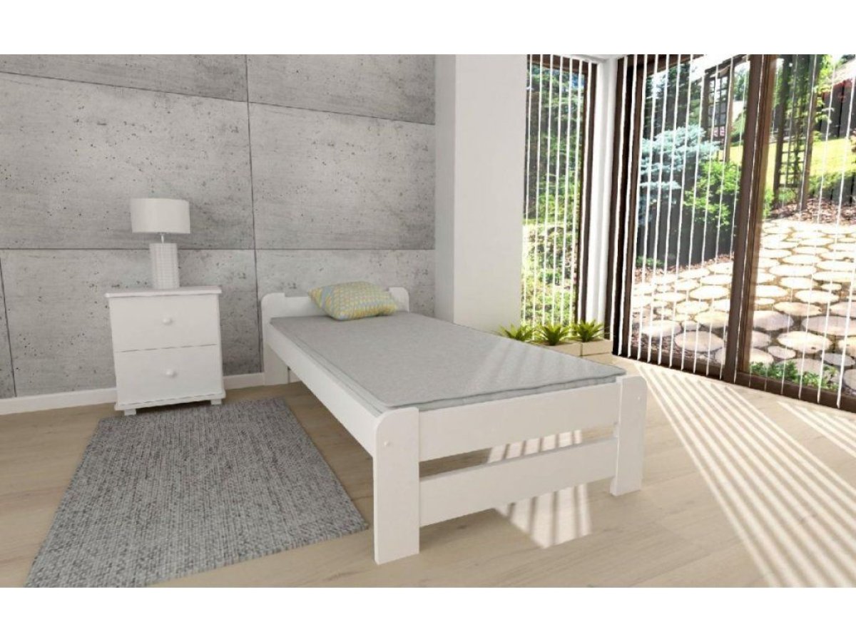 Postel z masivu borovice Evropa 90x200 cm bílá + rošt ZDARMA