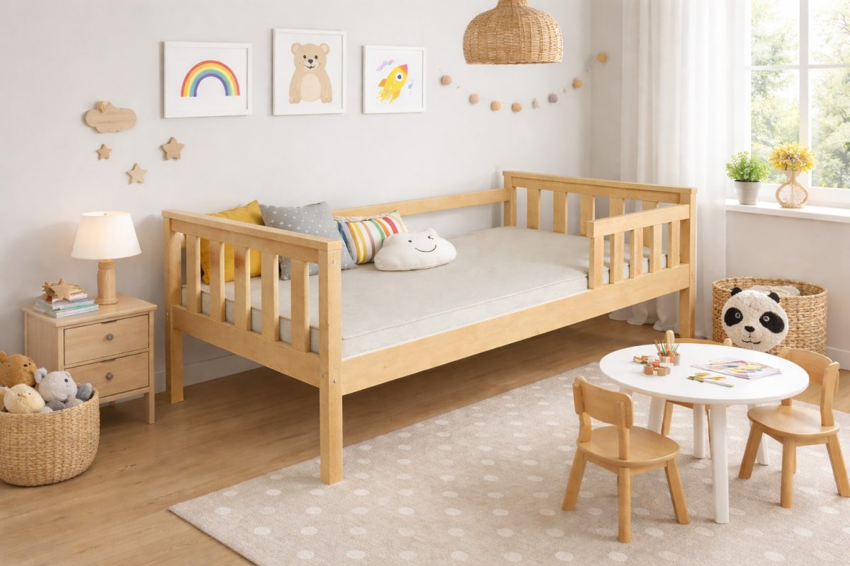Postel FRED z masivu borovice 160x80 cm - PŘÍRODNÍ + rošt ZDARMA