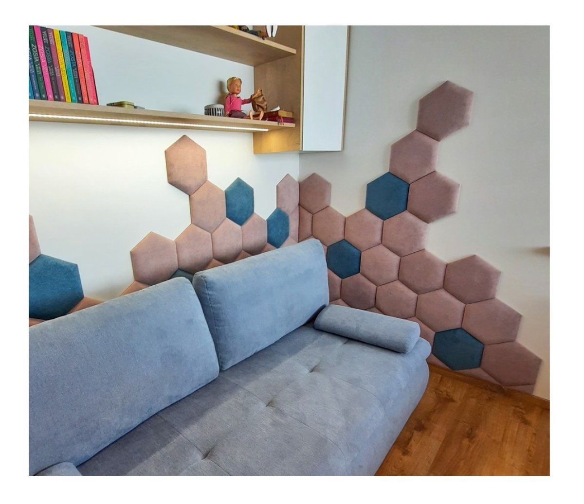 Čalouněný panel Hexagon 3 cm - rubínová 06