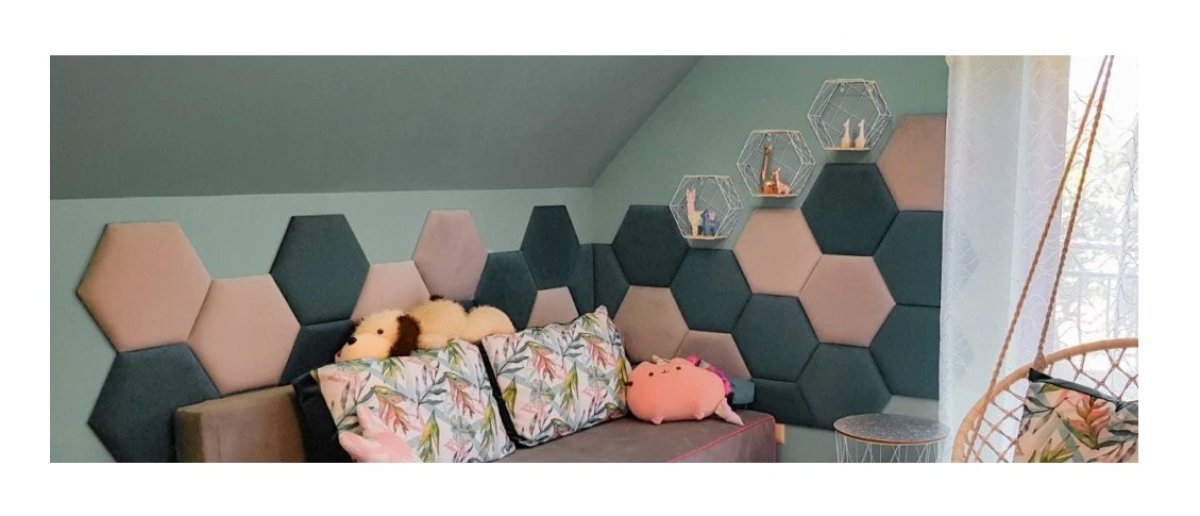 Čalouněný panel Hexagon 3 cm - krémová 01