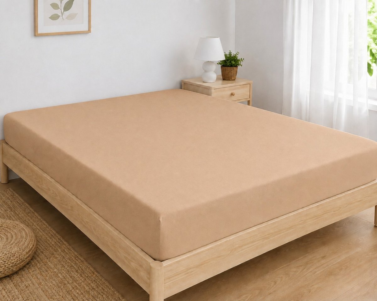 Jersey prostěradlo s gumkou 90/200 cm ECONOMY - béžová