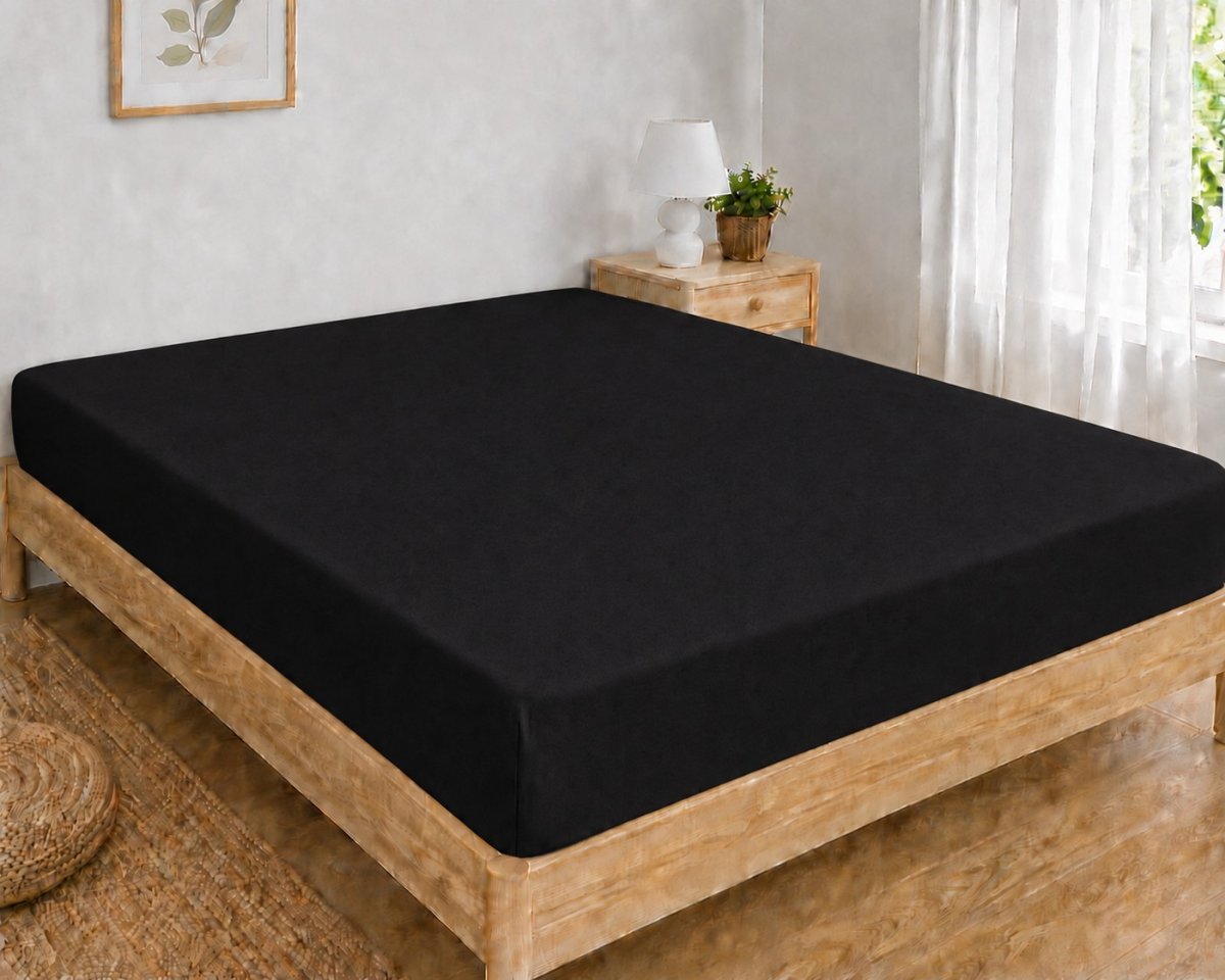 Jersey prostěradlo s gumkou 90/200 cm ECONOMY - černá