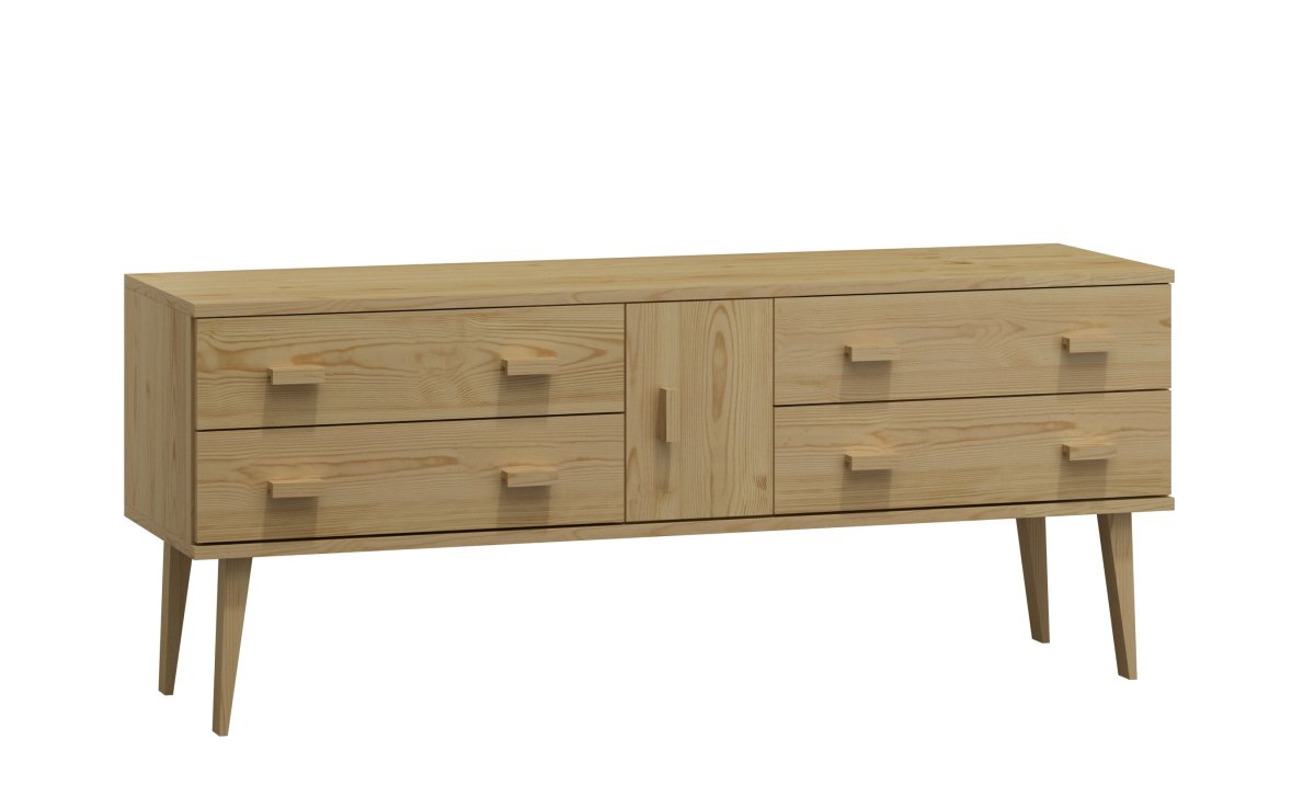 Komoda z masivu borovice Nord K4/2S 135/58,5/42 cm / přírodní