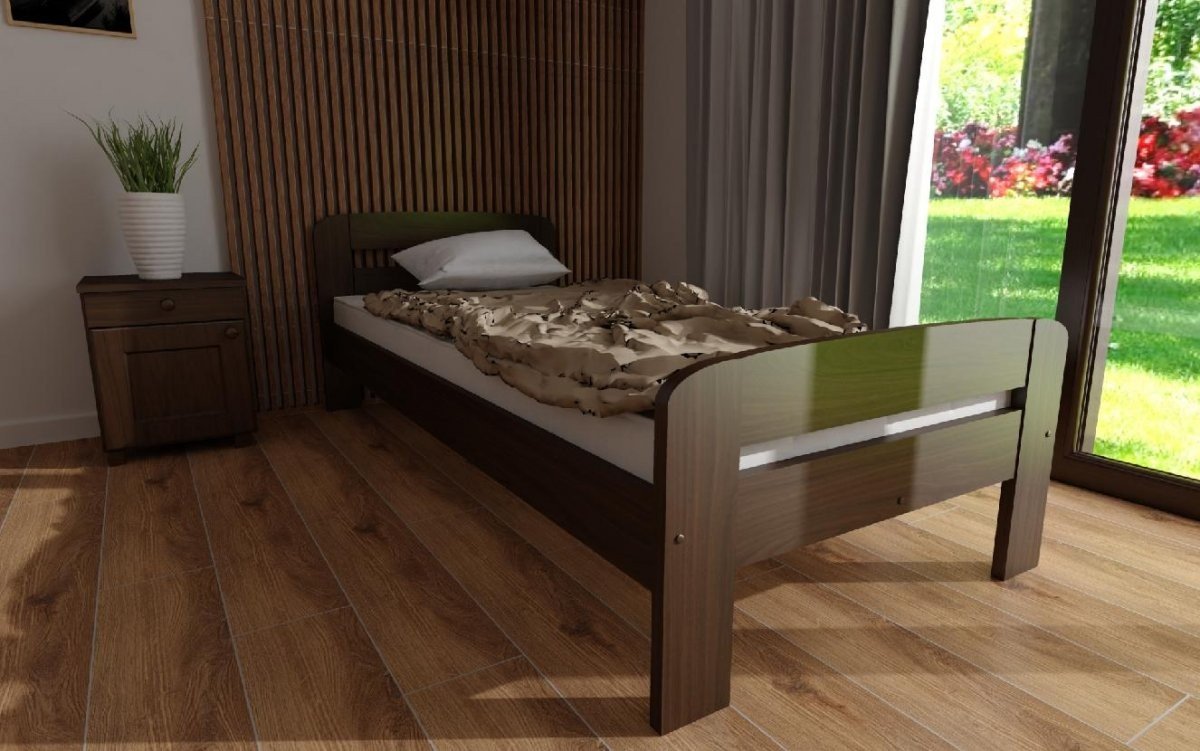 Postel z masivu borovice Bohdana 90x200 cm ořech + rošt ZDARMA