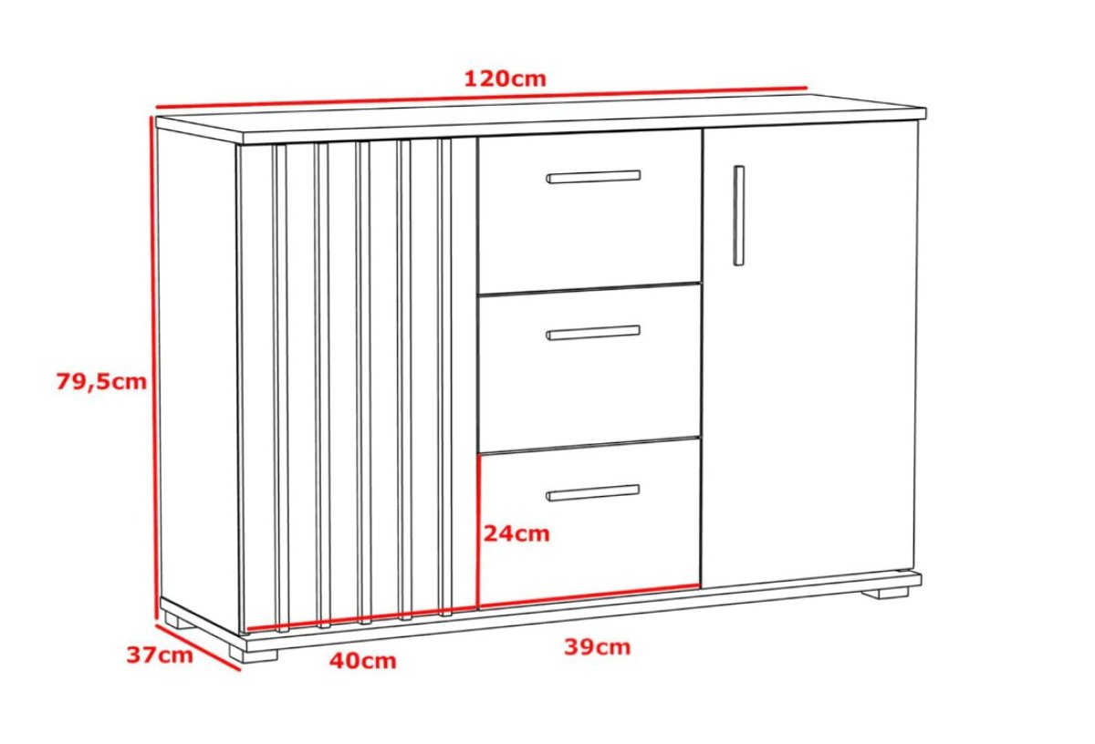 Komoda Montana dub craft/černá 120 cm