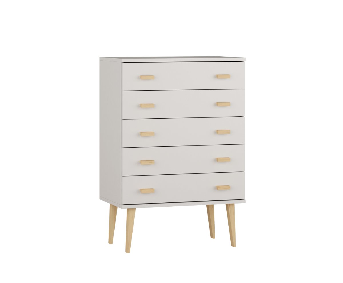 Komoda z masivu borovice Nord K1/5S 79/109/42 cm / bílá