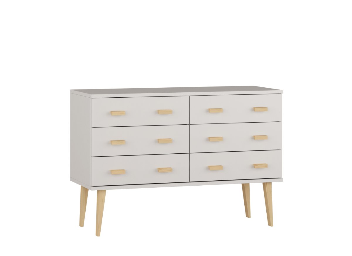 Komoda z masivu borovice Nord K2/3S 117/75/42 cm / bílá