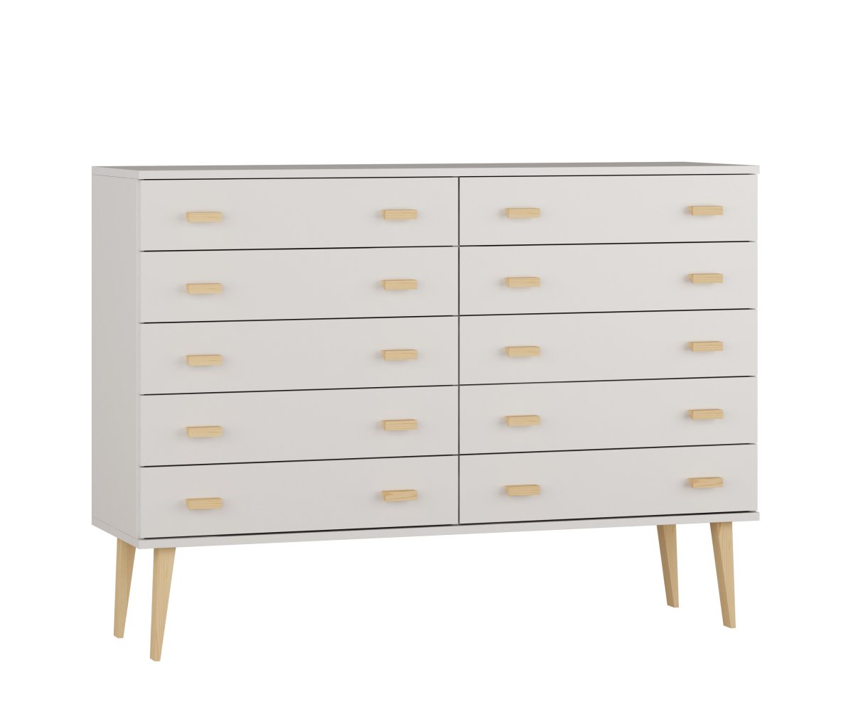 Komoda z masivu borovice Nord K2/5S 135/109/42 cm / bílá