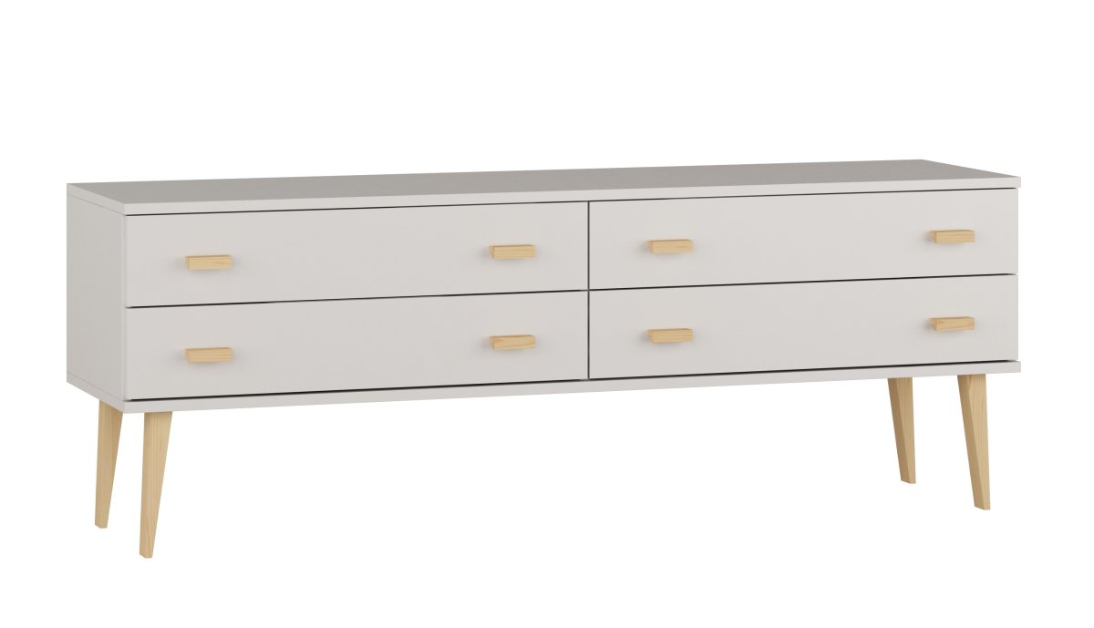 Komoda z masivu borovice Nord K2/2S 155/58,5/42 cm / bílá