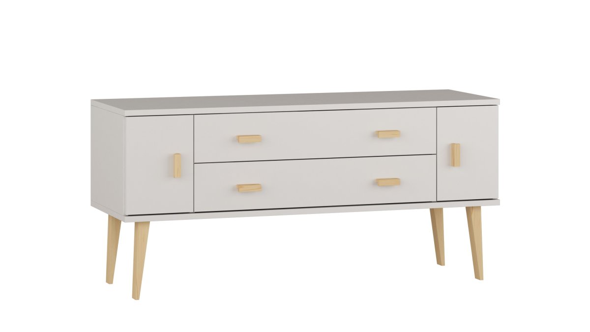 Komoda z masivu borovice Nord K3/2S 155/58,5/42 cm / bílá