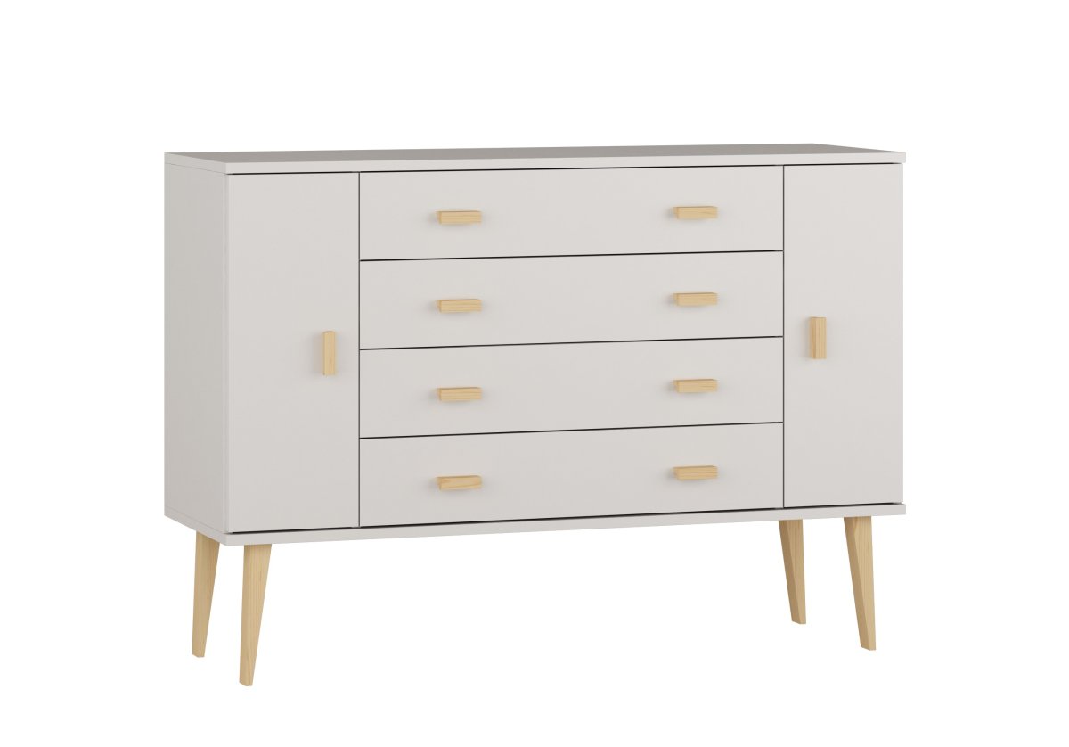 Komoda z masivu borovice Nord K3/4S 117/92/42 cm / bílá