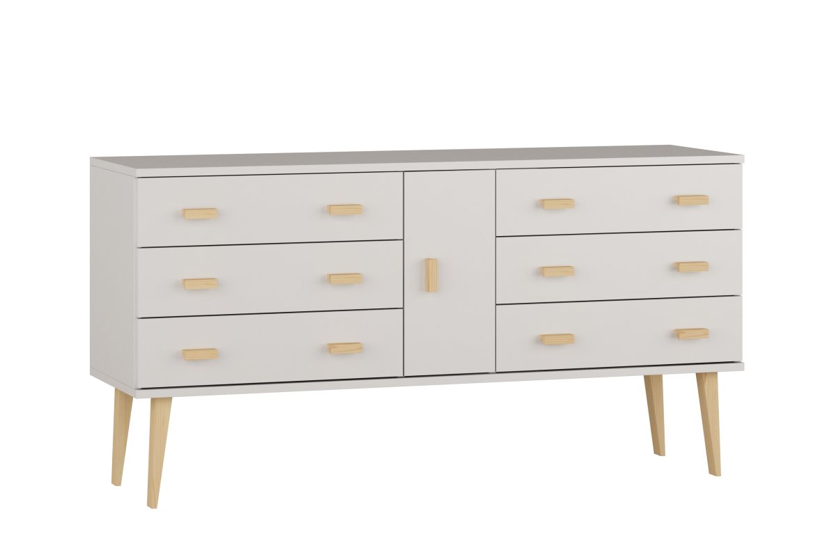 Komoda z masivu borovice Nord K4/3S 117/75/42 cm / bílá