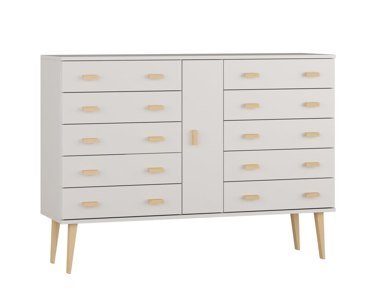 Komoda z masivu borovice Nord K4/5S 117/109/42 cm  / bílá