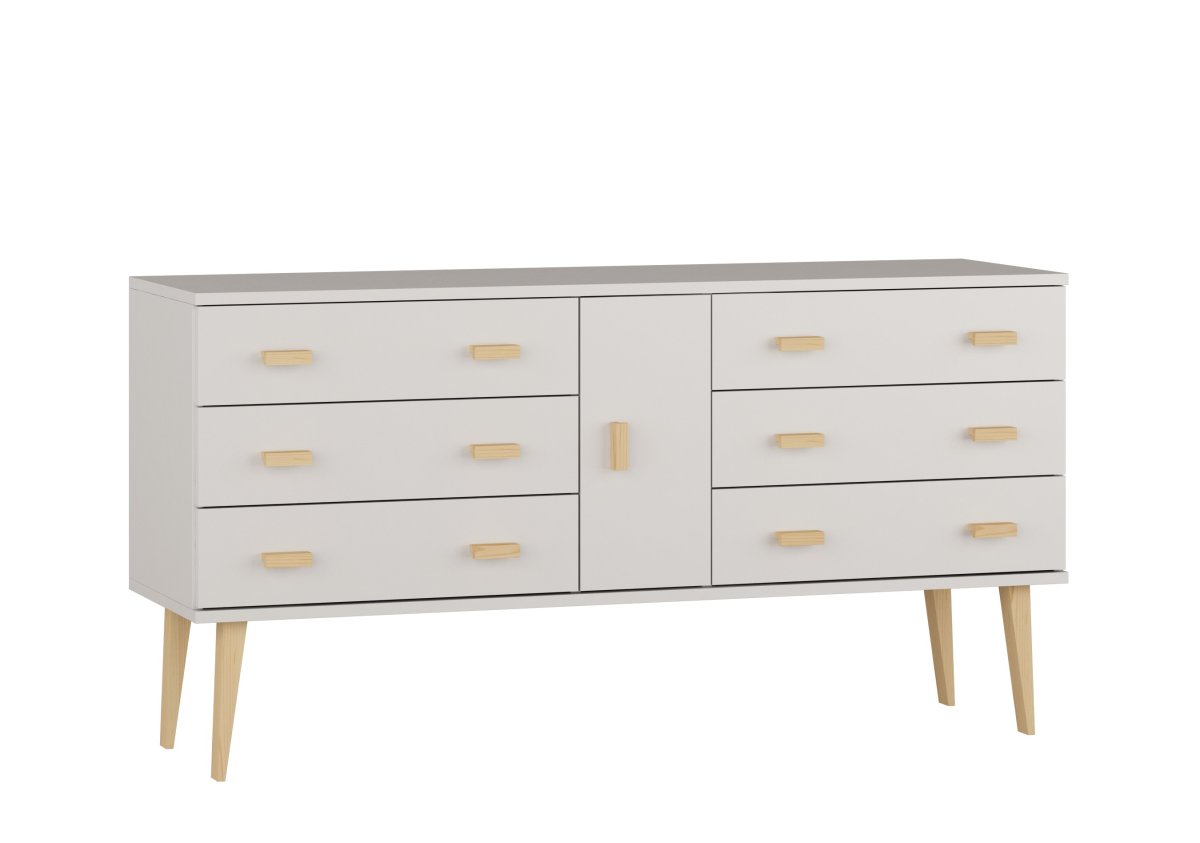 Komoda z masivu borovice Nord K4/3S 135/75/42 cm / bílá
