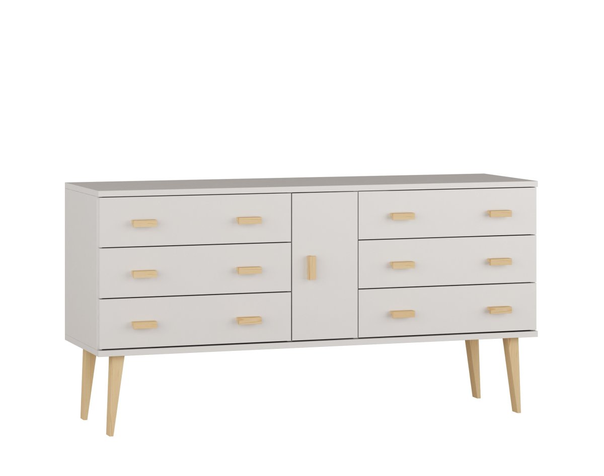 Komoda z masivu borovice Nord K4/3S 175/75/42 cm / bílá