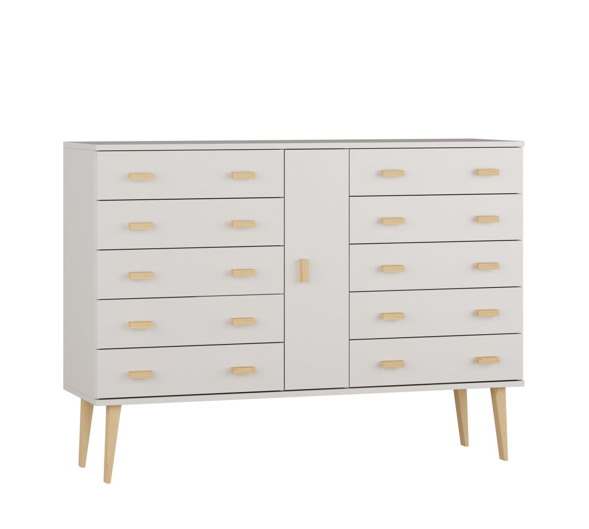 Komoda z masivu borovice Nord K4/5S 175/109/42 cm  / bílá
