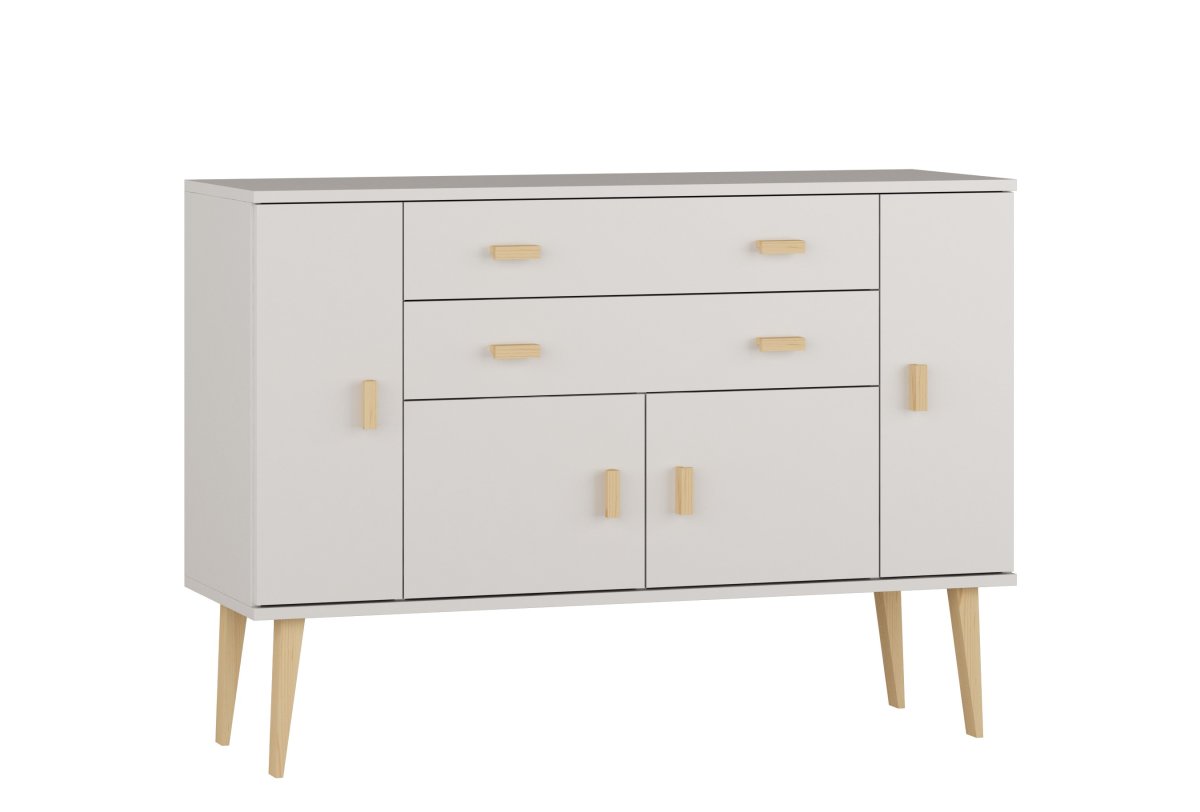 Komoda z masivu borovice Nord K5/2S/2D 135/92/42 cm / bílá
