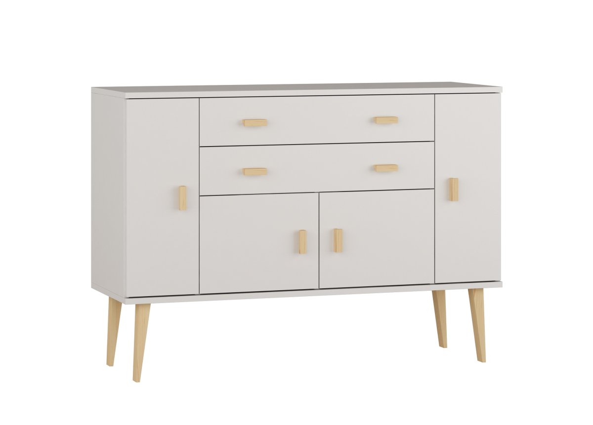 Komoda z masivu borovice Nord K5/2S/2D 155/92/42 cm / bílá