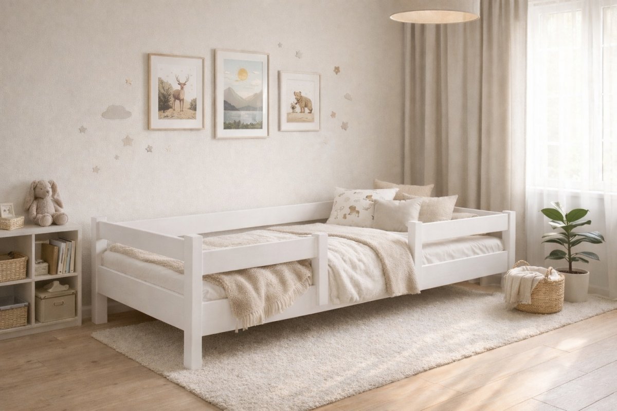 Rostoucí postel Montessori Tobi bílá 90x200 cm + rošt ZDARMA 