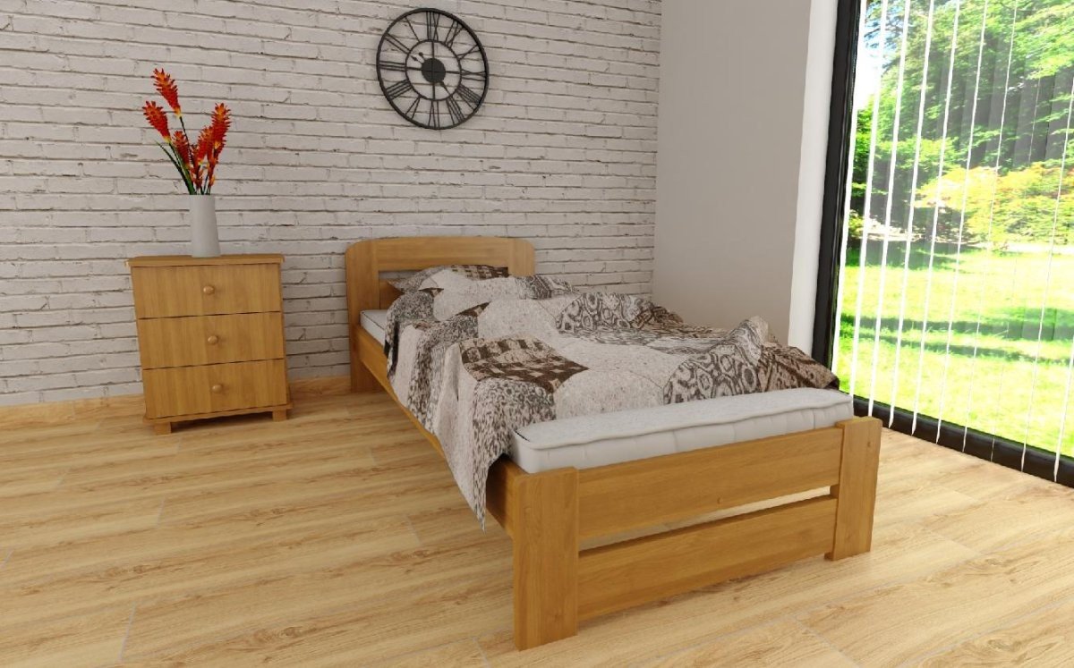 Postel z masivu borovice Petra 90x200 cm olše + rošt ZDARMA