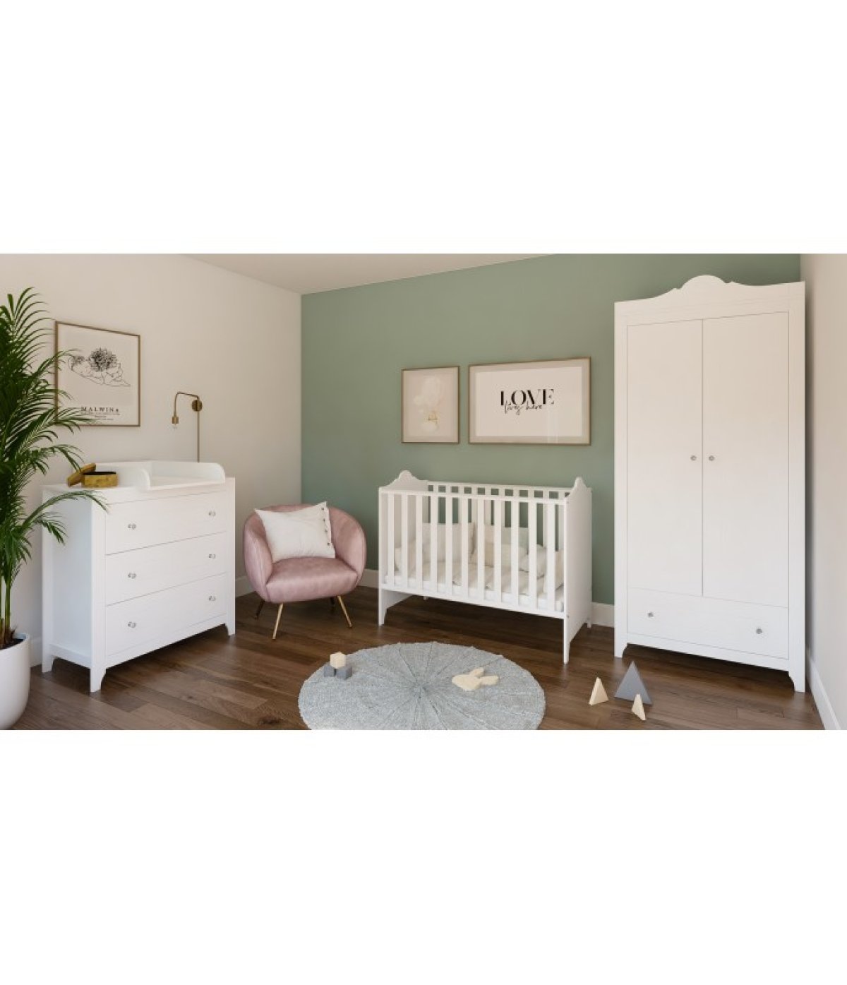 Postýlka 120/60 cm Gilda - bílá - 2v1 