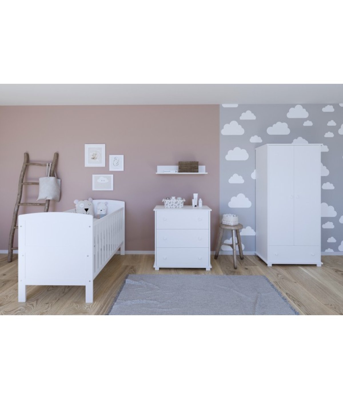 Postýlka 140/70 cm Felix - bílá - 3v1 