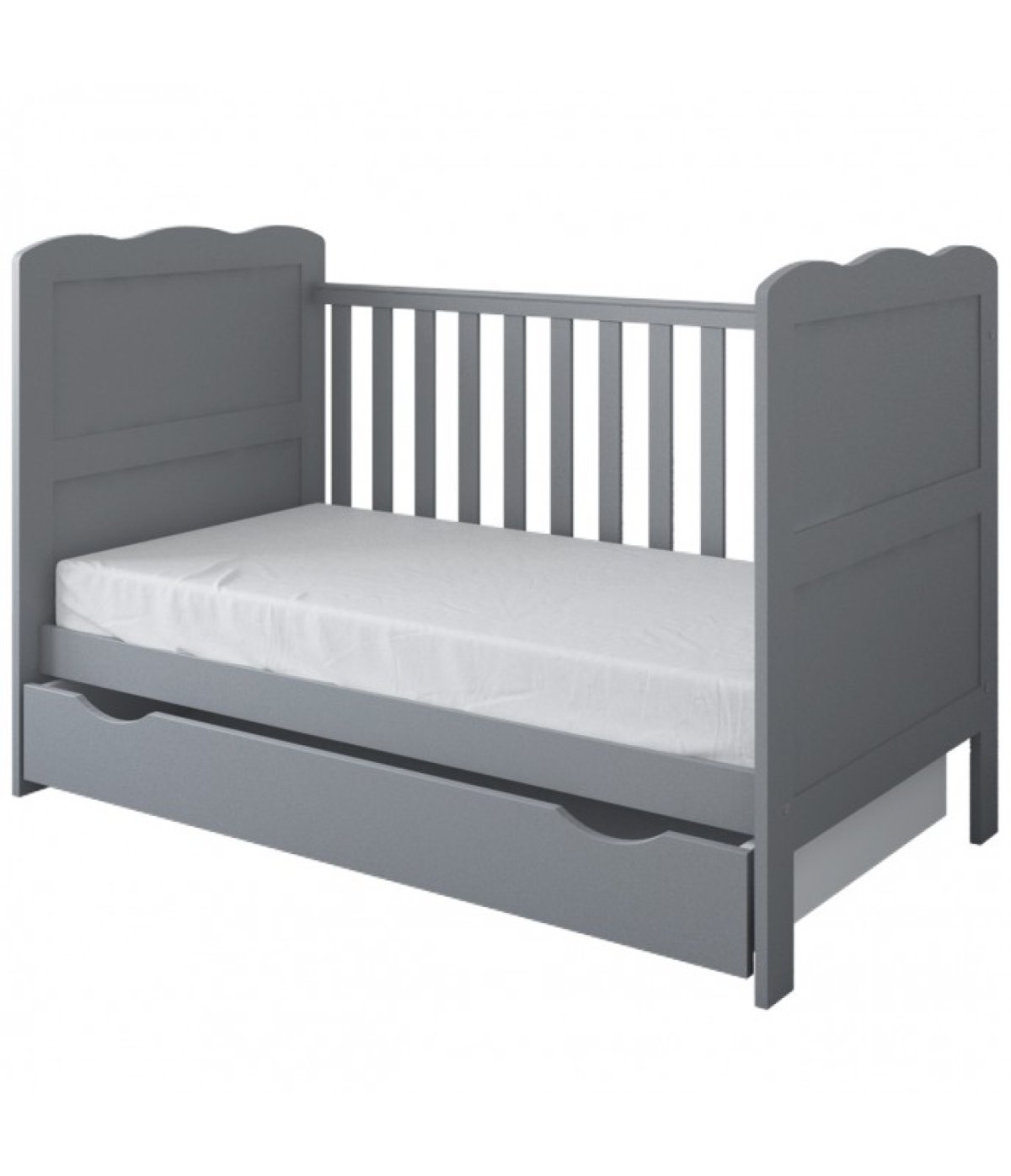 Postýlka 140/70 cm Inge - šedá - 3v1 se šuplíkem