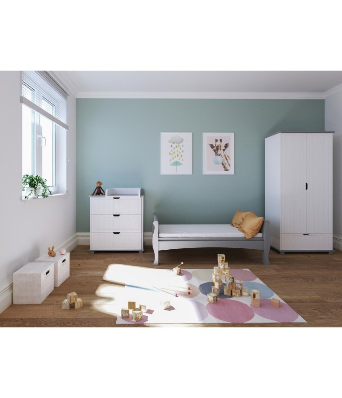 Postýlka 140/70 cm Margit - šedá - 3v1 