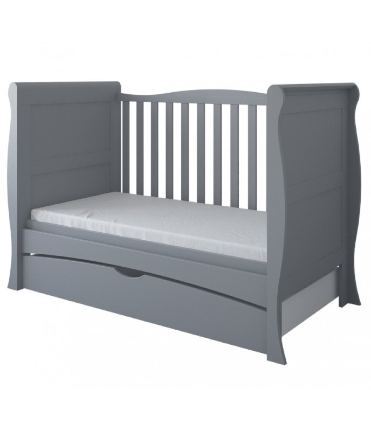 Postýlka 140/70 cm Margit - šedá - 3v1 se šuplíkem
