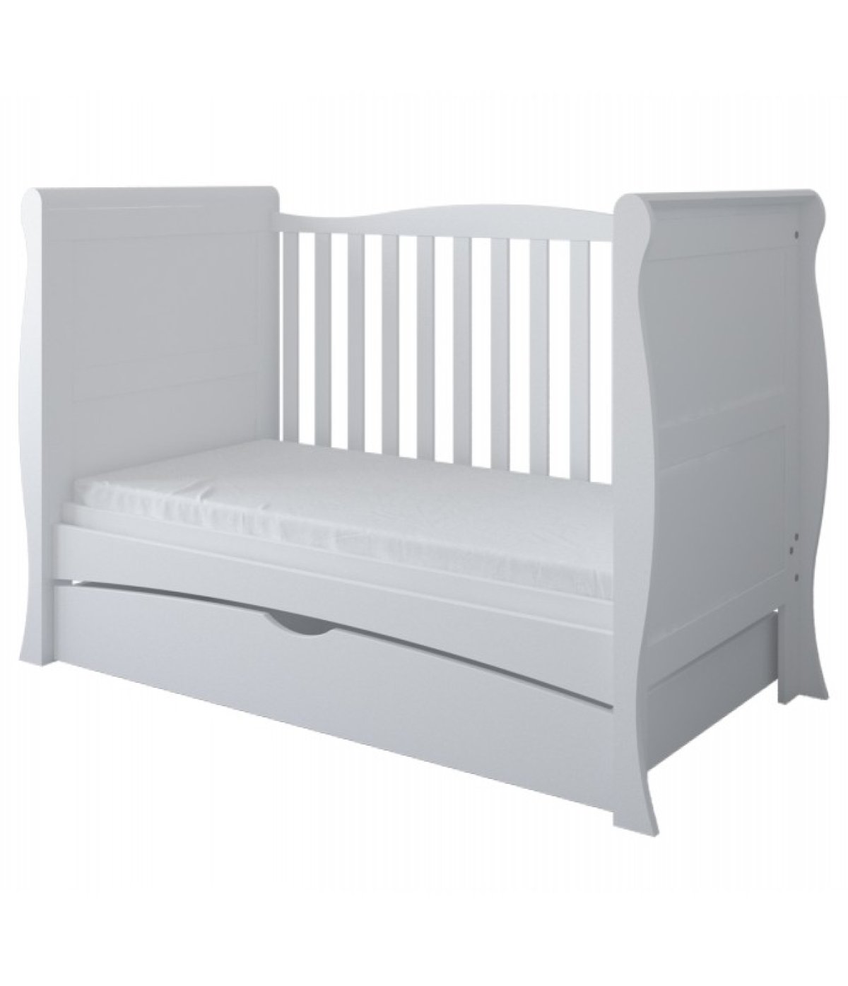 Postýlka 140/70 cm Margit - bílá - 3v1 se šuplíkem