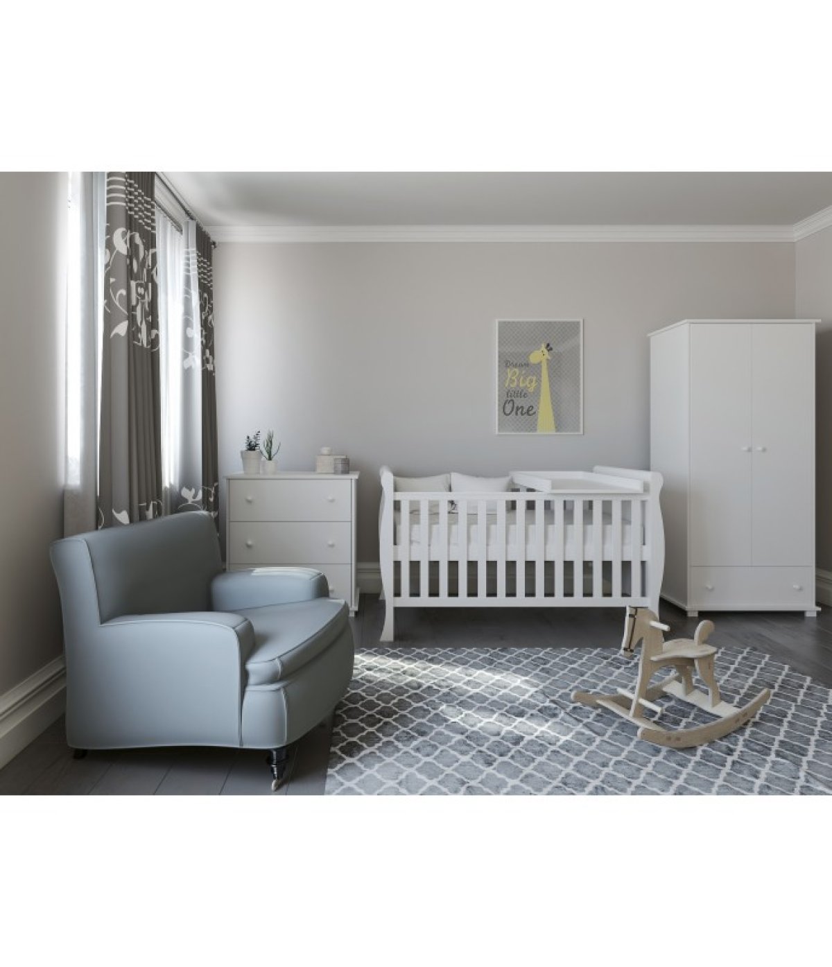 Postýlka 140/70 cm Francesca - bílá - 3v1 